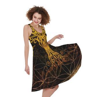 Yggdrasil Tree Of Life Print Sleeveless Knee Length Dress | Newhawaiianshirts