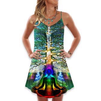 Yoga Tree Of Life Christmas - V-Neck Sleeveless Cami Dress | Newhawaiianshirts