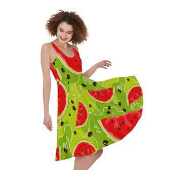 Yummy Watermelon Pieces Pattern Print Sleeveless Knee Length Dress | Newhawaiianshirts UK