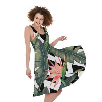 Zig Zag Tropical Pattern Print Sleeveless Knee Length Dress | Newhawaiianshirts