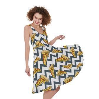 Zigzag Pizza Pattern Print Sleeveless Knee Length Dress | Newhawaiianshirts