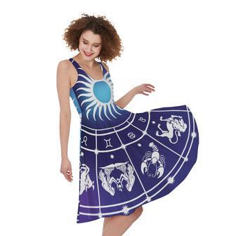 Zodiac Horoscopes Print Sleeveless Knee Length Dress | Newhawaiianshirts