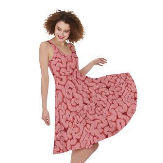 Zombie Brain Print Sleeveless Knee Length Dress | Newhawaiianshirts AU