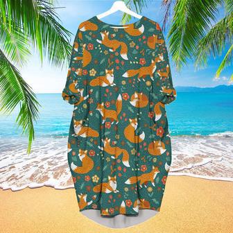 Amazing Jungle Foxes Long Sleeve Midi Dress | Newhawaiianshirts AU