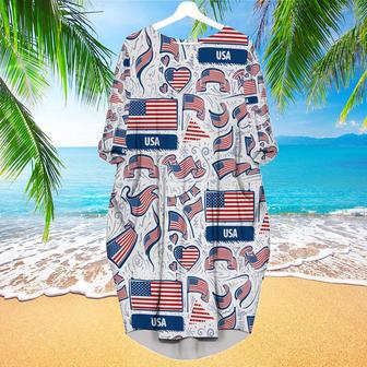 American Flag Long Sleeve Midi Dress | Newhawaiianshirts AU