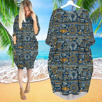 Ancient Egyptian Tribal Long Sleeve Midi Dress | Newhawaiianshirts DE