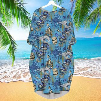 Asian Dragon, Octopus And Sea Voyages Long Sleeve Midi Dress | Newhawaiianshirts UK