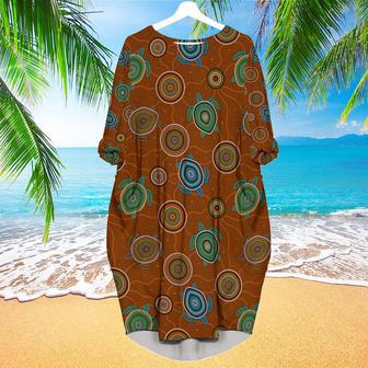 Australian Sea Turle Aboriginal Long Sleeve Midi Dress | Newhawaiianshirts CA