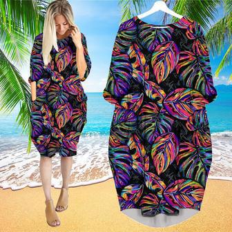 Awesome Multicolor Tropical Seamless Long Sleeve Midi Dress | Newhawaiianshirts