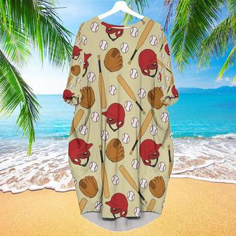 Baseball Doodle Long Sleeve Midi Dress | Newhawaiianshirts UK