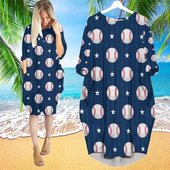 Baseball Sport Long Sleeve Midi Dress | Newhawaiianshirts CA