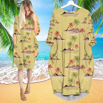 Beautiful Tropical Island Long Sleeve Midi Dress | Newhawaiianshirts CA