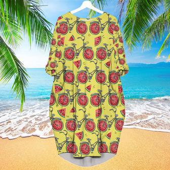 Bicycles With Watermelon Wheels Colorful Summer Long Sleeve Midi Dress | Newhawaiianshirts AU