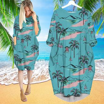 Blue Hawaii Island Long Sleeve Midi Dress | Newhawaiianshirts UK