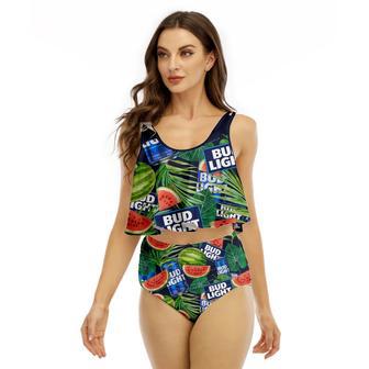 Bud Light Watermelon Ruffled Vest Swimsuit | Newhawaiianshirts CA