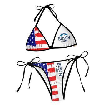 Busch Light American Flag Triangle Beach Bikini | Newhawaiianshirts