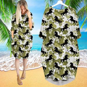 Camoflage Unicorns Pattern Long Sleeve Midi Dress | Newhawaiianshirts DE