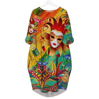 Carnival Aloha Long Sleeve Midi Dress | Newhawaiianshirts CA