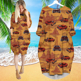 Cars Colorful Vintage Long Sleeve Midi Dress | Newhawaiianshirts