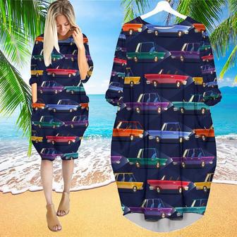 Cars Retro Style Long Sleeve Midi Dress | Newhawaiianshirts