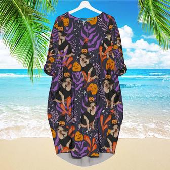 Chihuahua Halloween Pumkins Tropical Long Sleeve Midi Dress | Newhawaiianshirts AU