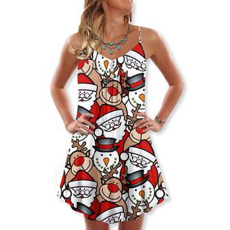 Christmas Cutie Santa And Reindeer Funny Style - V-Neck Sleeveless Cami Dress | Newhawaiianshirts UK