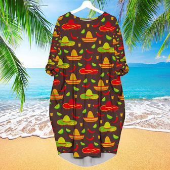 Cinco De Mayo Mexican Sombrero Hats Long Sleeve Midi Dress | Newhawaiianshirts DE