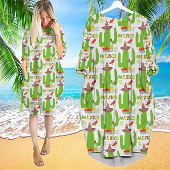 Cinco De Mayo Mexico Cactus Fiesta Long Sleeve Midi Dress | Newhawaiianshirts CA