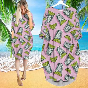 Cocktail Tequila With Lime Long Sleeve Midi Dress | Newhawaiianshirts DE