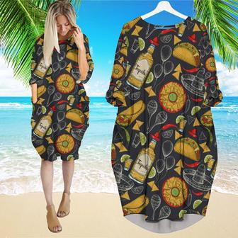 Colorful Amazing Mexican Food Long Sleeve Midi Dress | Newhawaiianshirts UK