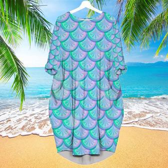 Colorful Mermaid Scales Long Sleeve Midi Dress | Newhawaiianshirts CA