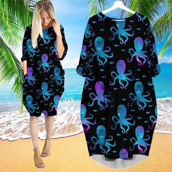 Colorful Octopus Undersea Long Sleeve Midi Dress | Newhawaiianshirts CA