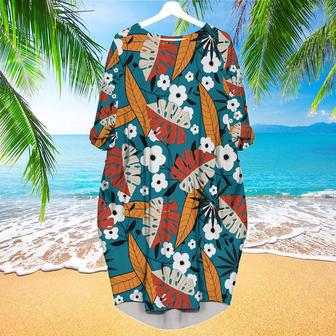 Colorful Tropical Floral Pattern Long Sleeve Midi Dress | Newhawaiianshirts