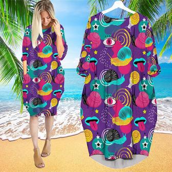 Crazy Snails Colorful Long Sleeve Midi Dress | Newhawaiianshirts UK