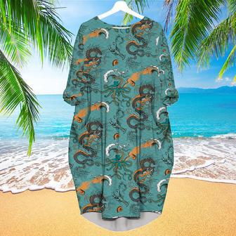 Dragon Octopus And Sea Voyages Long Sleeve Midi Dress | Newhawaiianshirts AU