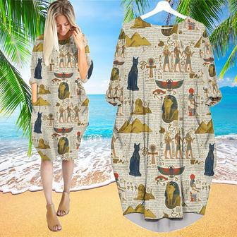 Egyptian Gods Long Sleeve Midi Dress | Newhawaiianshirts AU