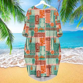 Exotic Tiki Pattern Long Sleeve Midi Dress | Newhawaiianshirts AU