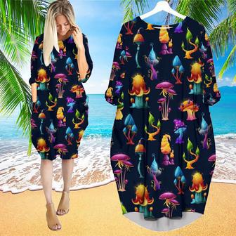 Fairy Fantasy Mushrooms Magic Colorful Long Sleeve Midi Dress | Newhawaiianshirts UK