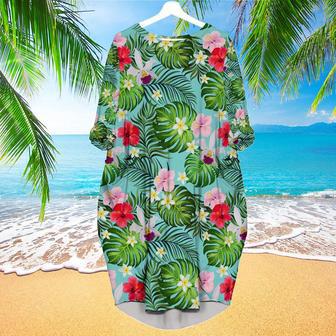 Floral Tropical Long Sleeve Midi Dress | Newhawaiianshirts UK