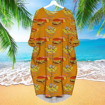 Food Is Good Mood Delicious Hamburger Long Sleeve Midi Dress | Newhawaiianshirts AU