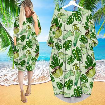 Fresh Cocktails Tropical Long Sleeve Midi Dress | Newhawaiianshirts AU