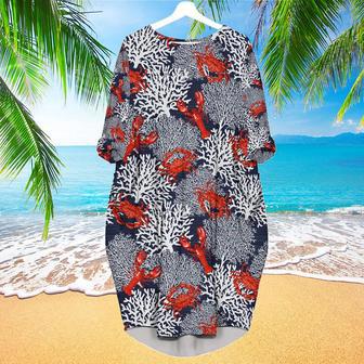 Funny Crabs And Lobsters Summer Long Sleeve Midi Dress | Newhawaiianshirts UK