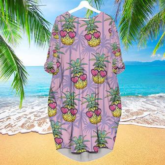 Funny Pineapple Tropical Long Sleeve Midi Dress | Newhawaiianshirts DE