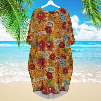 Funny Pizza Long Sleeve Midi Dress | Newhawaiianshirts UK