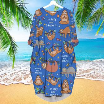 Funny Sloth I'm Lazy And I Know It Long Sleeve Midi Dress | Newhawaiianshirts CA