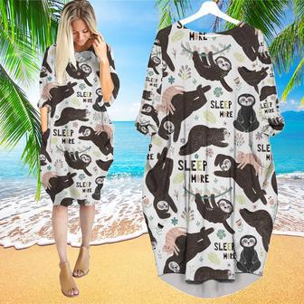 Funny Sloths Sleep More Long Sleeve Midi Dress | Newhawaiianshirts CA