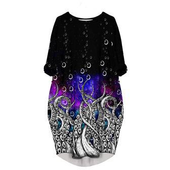 Galaxy Octopus Long Sleeve Midi Dress | Newhawaiianshirts AU