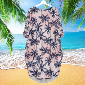 Grunge Palm Trees Tropical Long Sleeve Midi Dress | Newhawaiianshirts CA