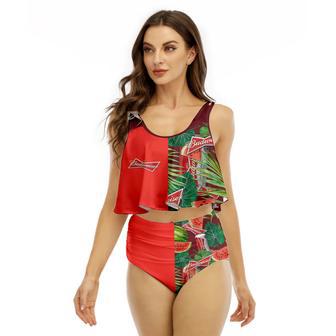 Half Side Budweiser Watermelon Ruffled Vest Swimsuit | Newhawaiianshirts UK