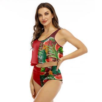 Half Side Fireball Watermelon Ruffled Vest Swimsuit | Newhawaiianshirts